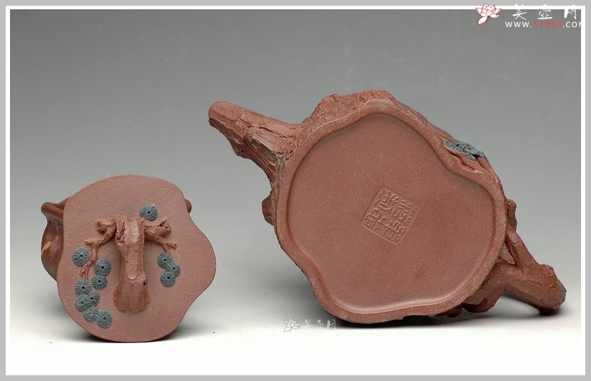 紫砂壶图片：拙壮   全手精品之苔痕松桩 - 美壶网