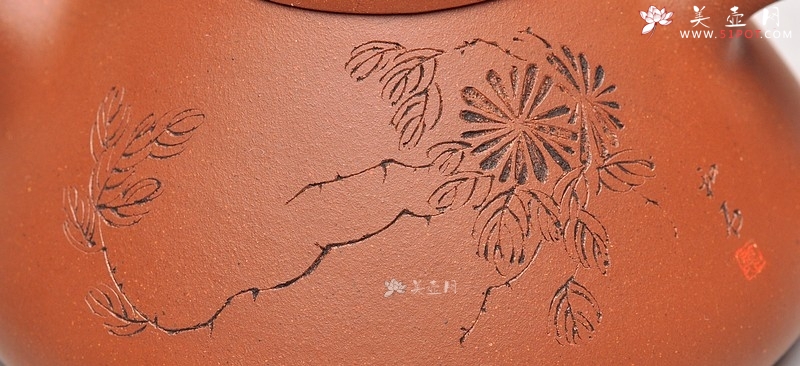 紫砂壶图片：顾瓢 国助和石刻绘梅兰竹菊一套 全手摹古精品子冶石瓢 - 美壶网