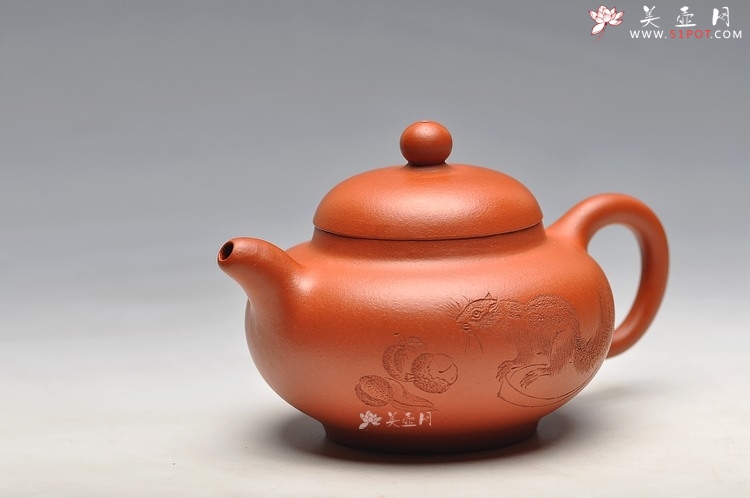 紫砂壶图片： 工笔风格 小红泥 柿圆 实用精品 绿茶 铁观音 - 美壶网