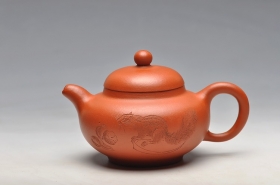 紫砂壶图片： 工笔风格 小红泥 柿圆 实用精品 绿茶 铁观音 - 美壶网