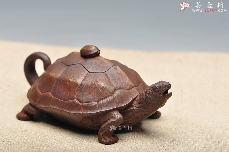 紫砂壶图片：全手工仿生雕塑 孙金立 寿龟  - 美壶网