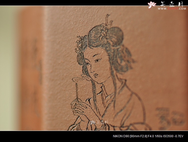 紫砂壶图片：张云熙之精品八方笔筒 四大美女 已收藏，只供欣赏 - 美壶网