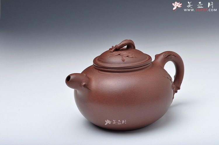 紫砂壶图片：敦厚可人 贴叶细腻 实用好花器 全手硕果 - 美壶网