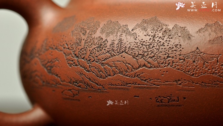紫砂壶图片：通景山水 俯仰自得 稳重大气 冬游之大仿古 - 美壶网