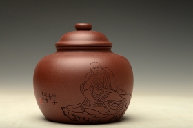 紫砂壶图片：佛缘茶叶罐 - 美壶网