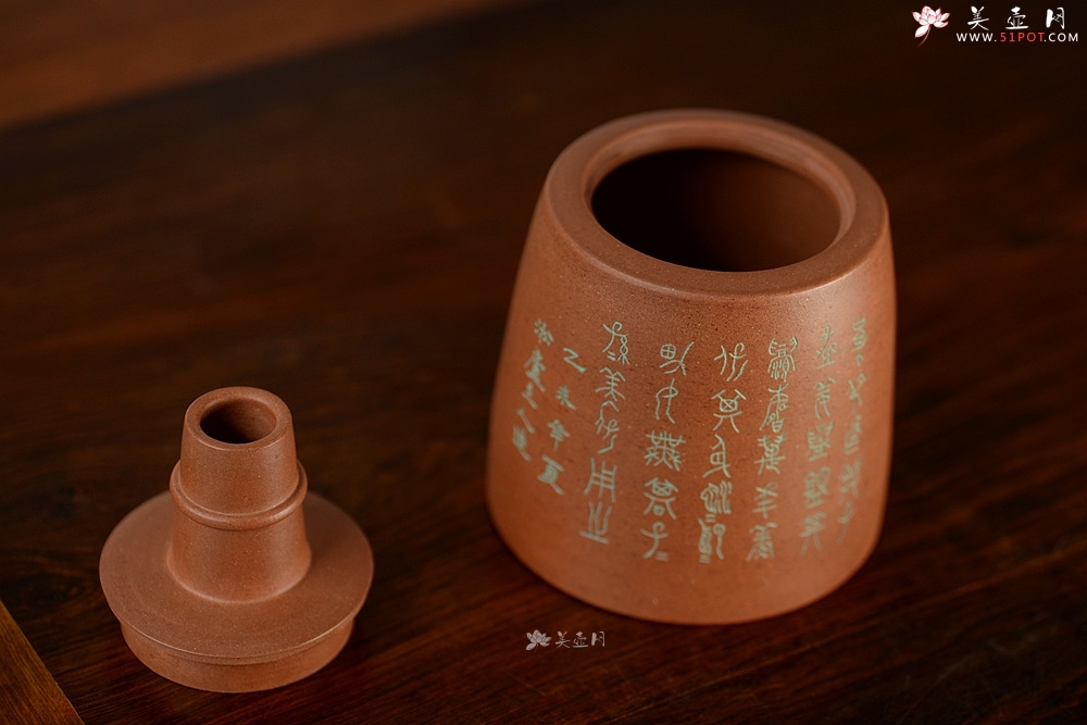 紫砂壶图片：淞庐全手作品 茶叶罐 造型新颖 雅致文气 - 美壶网