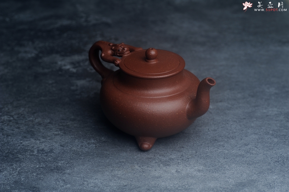 紫砂壶图片：美壶特惠 精致红降坡泥螭龙茶壶 - 美壶网