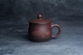 紫砂壶图片：美杯特惠 办公旅行便携式茶具荷叶盖杯 泥料超好 - 美壶网