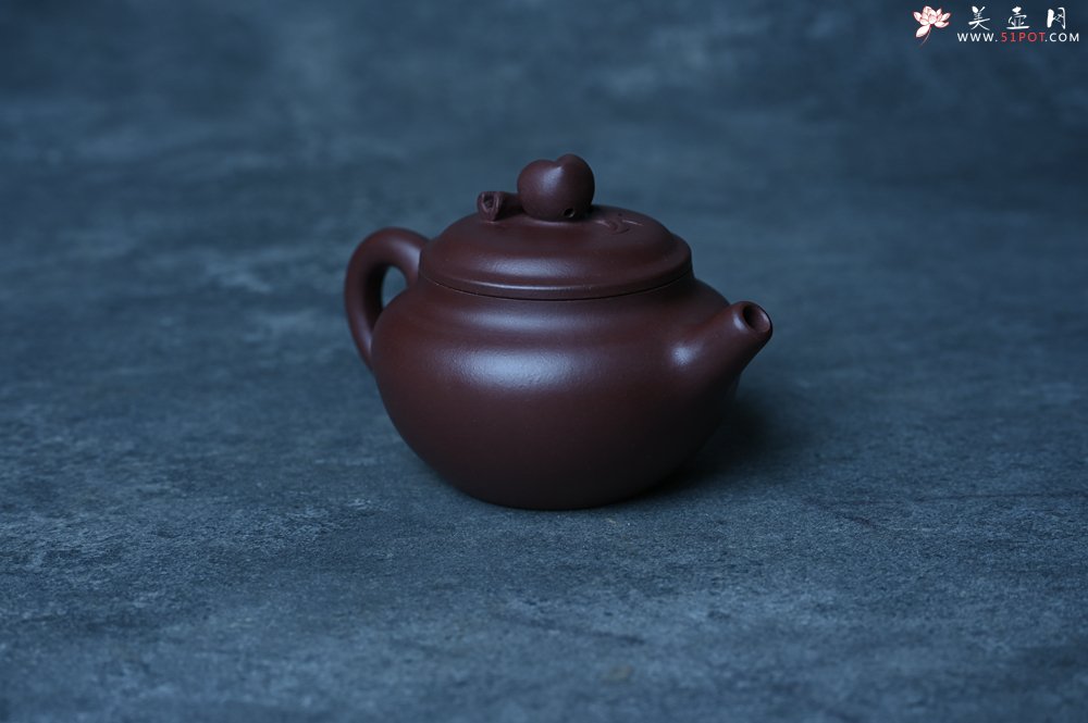 紫砂壶图片：特好老紫泥全手工寿桃壶 茶人醉爱 - 美壶网