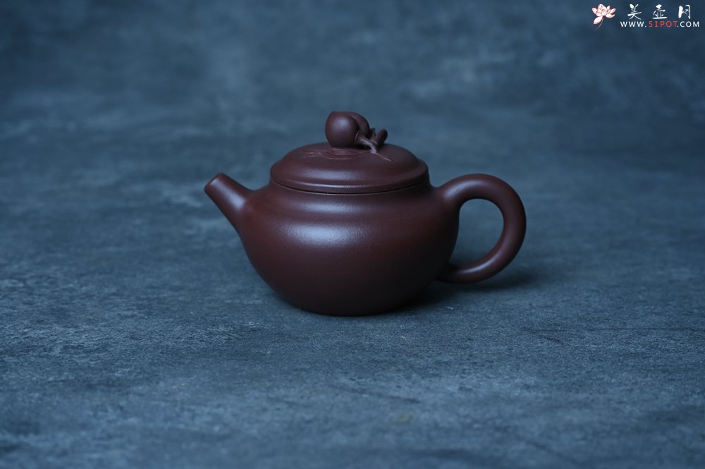 紫砂壶图片：特好老紫泥全手工寿桃壶 茶人醉爱 - 美壶网
