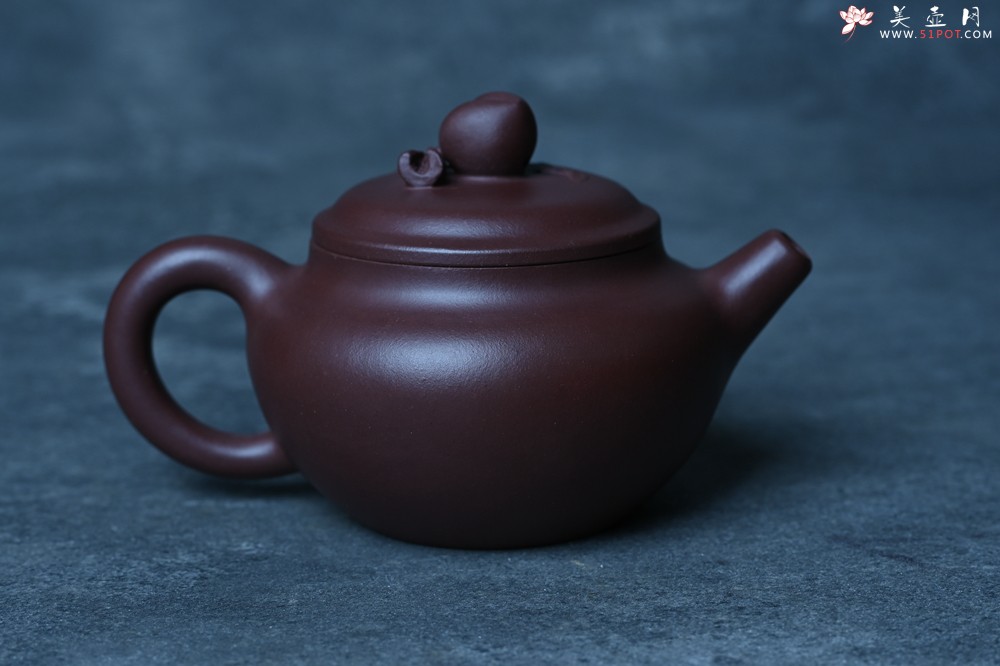 紫砂壶图片：特好老紫泥全手工寿桃壶 茶人醉爱 - 美壶网