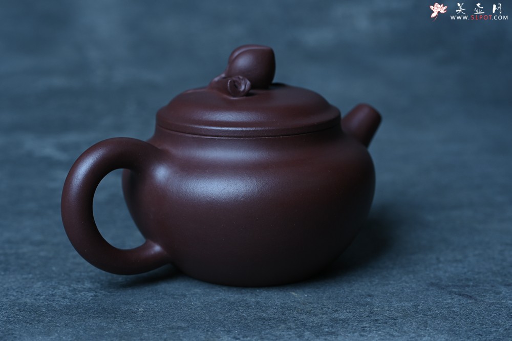 紫砂壶图片：特好老紫泥全手工寿桃壶 茶人醉爱 - 美壶网