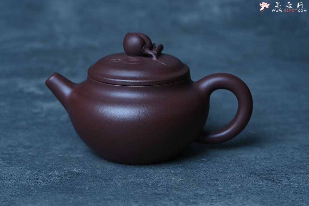 紫砂壶图片：特好老紫泥全手工寿桃壶 茶人醉爱 - 美壶网