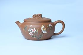 紫砂壶图片：美壶特惠 优质降坡泥花鸟听兔壶 茶人醉爱 - 美壶网