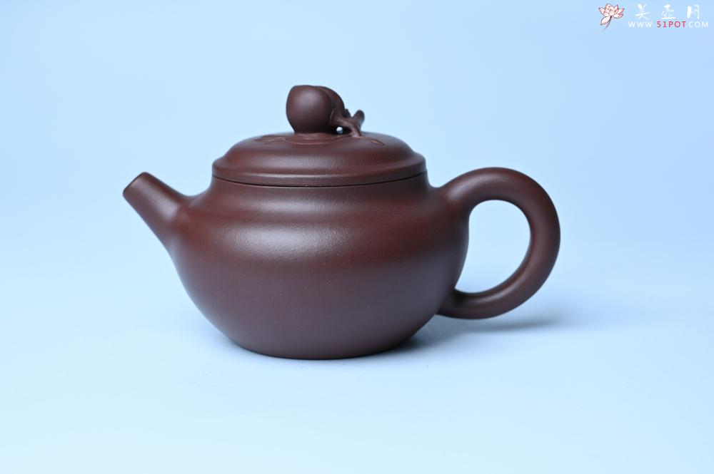 紫砂壶图片：特好老紫泥全手工寿桃壶 茶人醉爱 - 美壶网