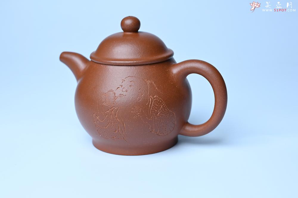 紫砂壶图片：美壶特惠 王老师 全手工红降坡泥潘壶 国助工 易轩 范小君徒杨志老师刻绘 装饰小富贵特文气 - 美壶网