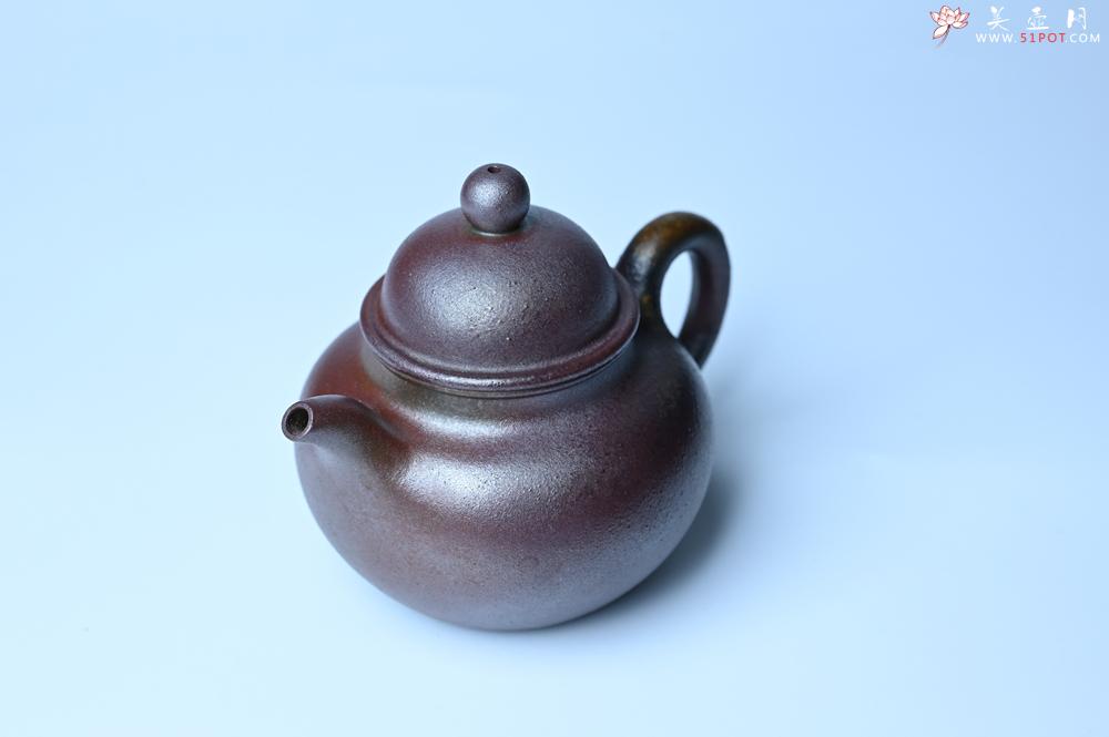 紫砂壶图片：美壶特惠 精致柴烧青灰泥掇球壶 茶人醉爱 - 美壶网