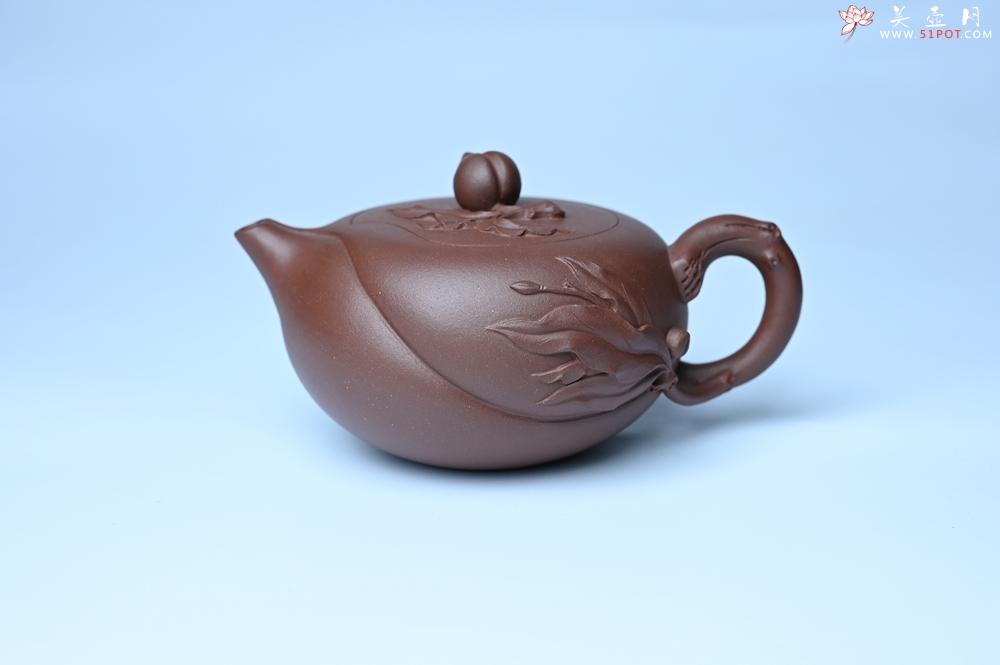 紫砂壶图片：美壶特惠 1993年国工杨军保精致特好紫泥蟠桃壶 - 美壶网