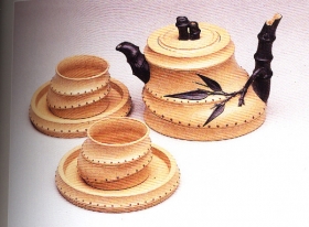 紫砂壶图片：双色五头竹根茶具 - 美壶网