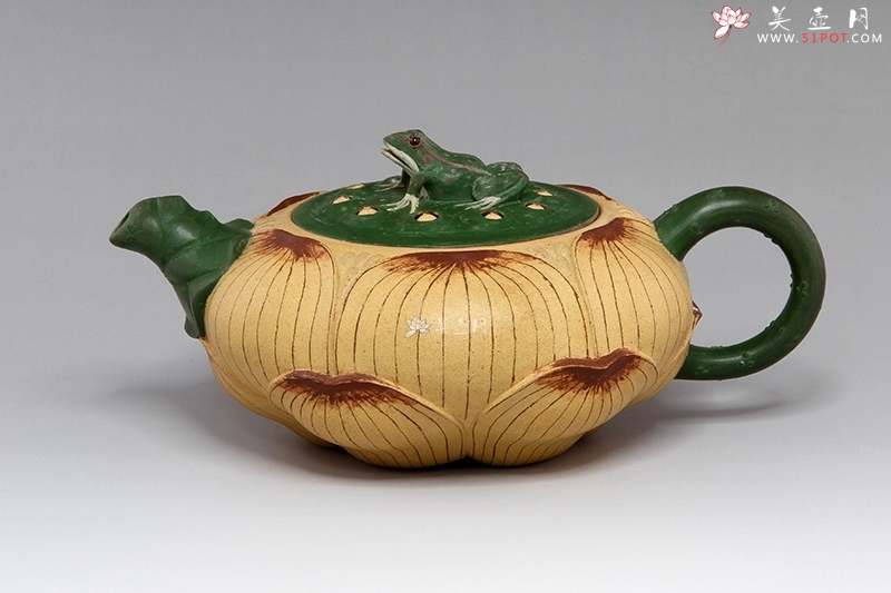 紫砂壶名家作品青蛙荷花壶高建芳紫砂