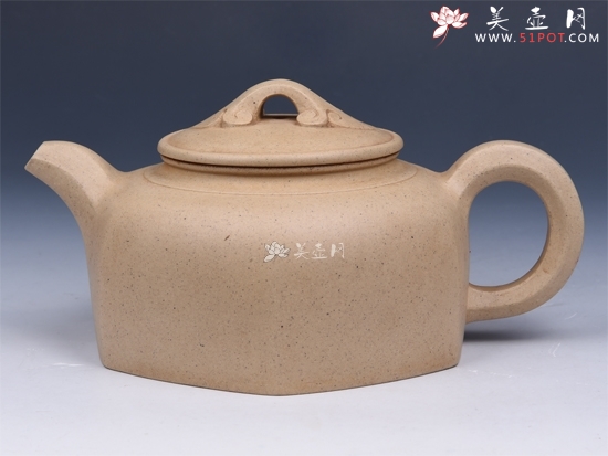 紫砂壶图片：六方如意（松绿泥） - 美壶网