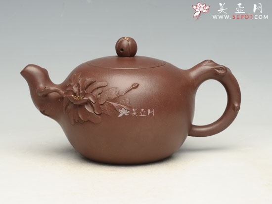 紫砂壶图片：牡丹  容量：300cc - 美壶网
