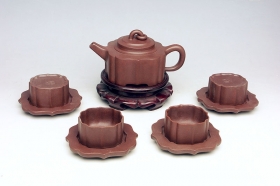 紫砂壶图片：四方菱花茶具 - 美壶网