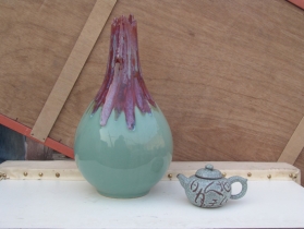 紫砂壶图片：窑变浮瓶 - 美壶网