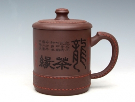 紫砂壶图片：龙茶缘口杯（紫泥） - 美壶网