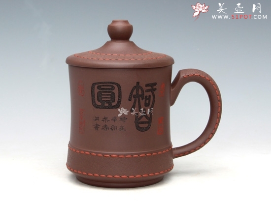 紫砂壶图片：智缘小皮包口杯（紫泥） - 美壶网