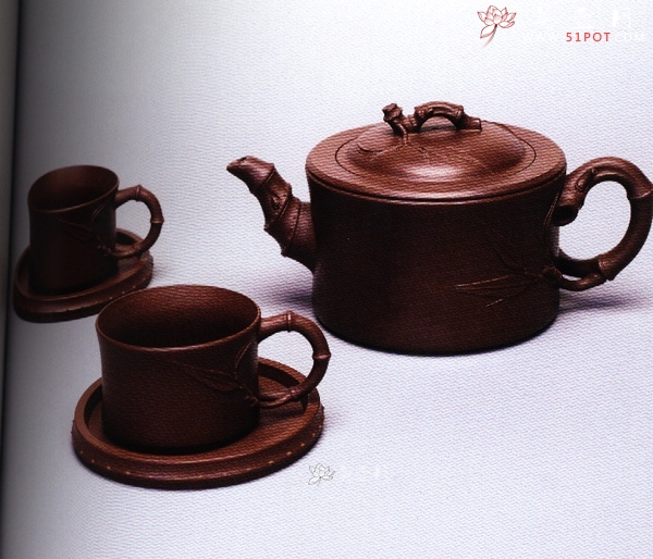 紫砂壶图片：五头竹段茶具 - 美壶网